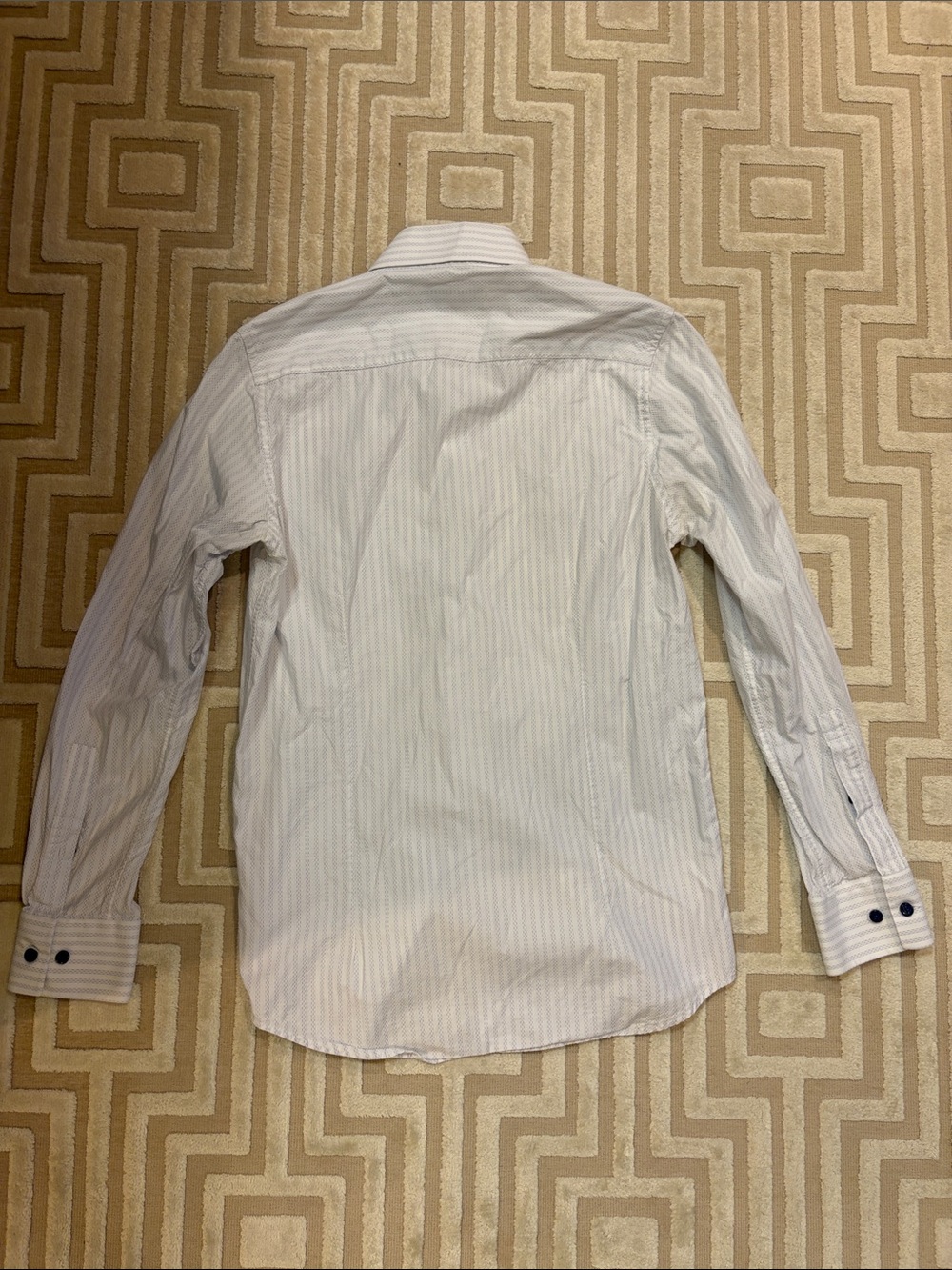 Christian Lacroix Men's White and Light Blue Stripe Dress Shirt - Picture 4 of 4